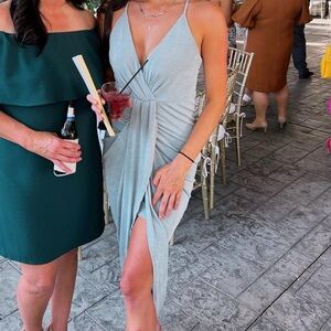 Lulu's Sage Blue Midi Dress